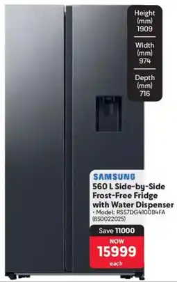 Makro Samsung Side-by-Side Frost-Free Fridge with Water Dispenser offer