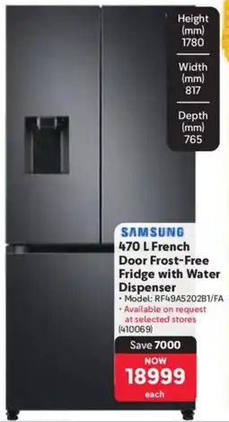 Makro Samsung French Door Frost-Free Fridge with Water Dispenser offer