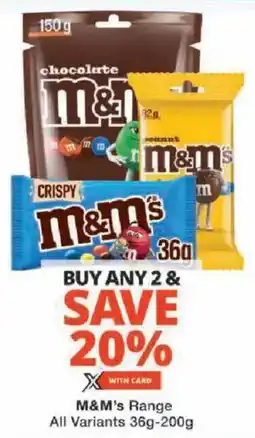 Checkers M&M's Range All Variants offer