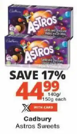 Checkers Cadbury Astros Sweets offer