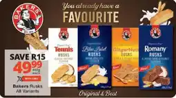 Checkers Bakers Rusks All Variants offer