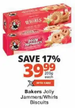 Checkers Bakers Jolly Jammers/ Whirls Biscuits offer
