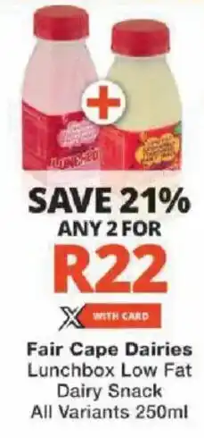 Checkers Fair Cape Dairies Lunchbox Low Fat Dairy Snack All Variants offer