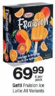 Checkers Gatti Fruision Ice Lollie All Variants offer
