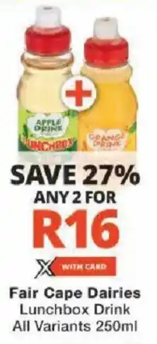 Checkers Fair Cape Dairies Lunchbox Drink All Variants offer