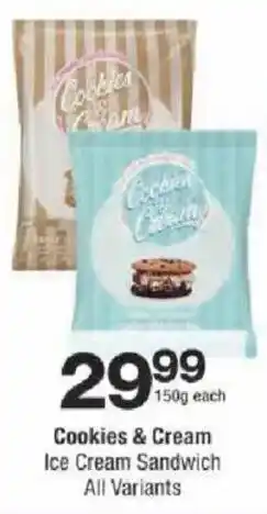 Checkers Cookies & Cream Ice Cream Sandwich All Variants offer