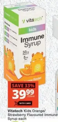 MediRite Vitatech Kids Orange/ Strawberry Flavoured Immune Syrup offer