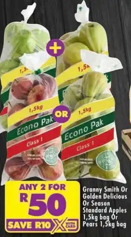 Shoprite Granny Smith Or Golden Delicious Or Season Standard Apples Or Pears offer