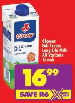 Shoprite Clover Full Cream Long Life Milk All Variants offer
