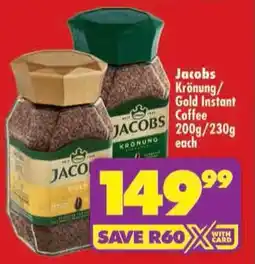 Shoprite Jacobs Krönung/ Gold Instant Coffee offer