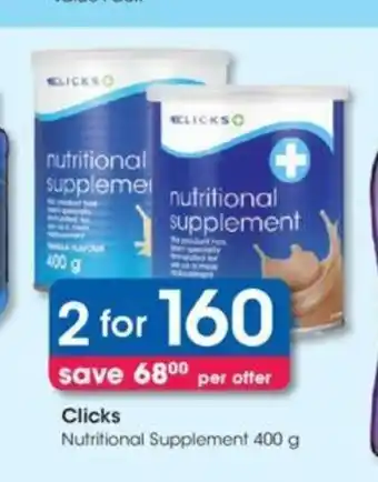 Clicks Clicks Nutritional Supplement 400g offer