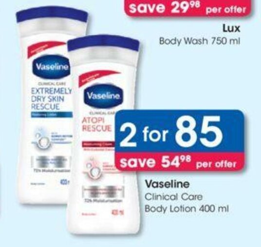 Vaseline Clinical Care Body Lotion 400 ml offer at Clicks