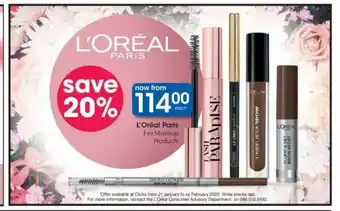 Clicks L'Oreal Paris Eye Makeup Products offer