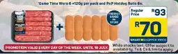 Pick n Pay Hypermarket Game Time Wors and PnP Hotdog Rolls offer