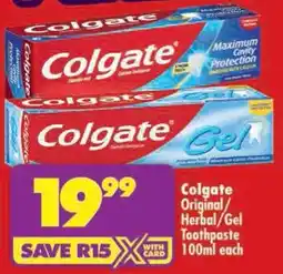 Shoprite Colgate Original/ Herbal/ Gel Toothpaste offer