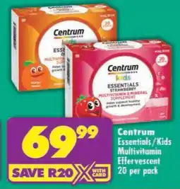 Shoprite Centrum Essentials/ Kids Multivitamin Effervescent offer
