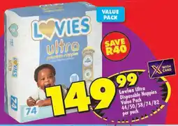 Shoprite Lovies Ultra Disposable Nappies Value Pack offer