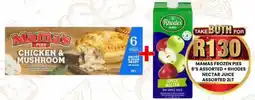 Take 'n Pay Mamas frozen pies assorted and Rhodes nectar juice assorted offer
