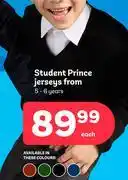 PEP Student Prince Jerseys 5-6 Years (Priced From)-Each offer