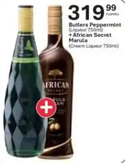 Liquor City Butlers Peppermint Liqueur + African Secret Marula Cream Liqueur offer