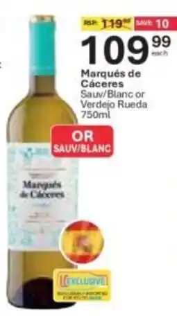 Liquor City Marqués de Cáceres Sauv/Blanc or Verdejo Rueda offer