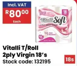Africa Cash and Carry Vitalli Toilet Roll 2ply Virgin offer