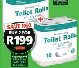 Checkers Hyper Housebrand 2-Ply White Toilet Rolls offer