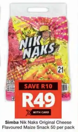 Checkers Hyper Simba Nik Naks Original Cheese Flavoured Maize Snack offer