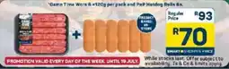 Pick n Pay Game Time Wors and PnP Hotdog Rolls offer
