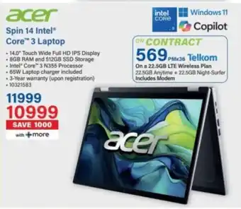 Acer Spin 14 Intel Core 3 Laptop