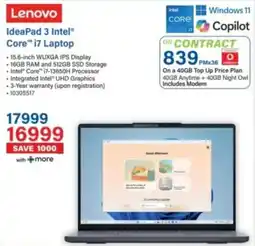 Incredible Connection Lenovo IdeaPad 3 Intel Core i7 Laptop offer