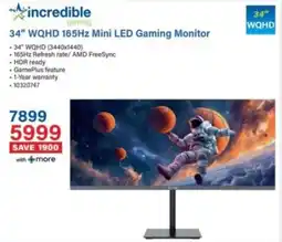 Incredible Connection Incredible 34" WQHD 165Hz Mini LED Gaming Monitor offer