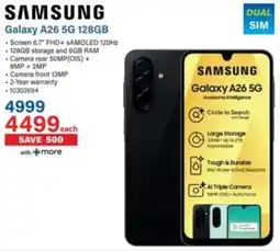 Incredible Connection Samsung Galaxy A26 5G 128GB offer