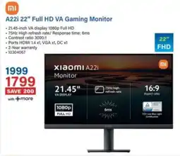 Incredible Connection Xiaomi A22i 22" Full HD VA Gaming Monitor offer