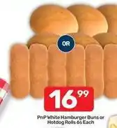 Pick n Pay White hamburger buns or hotdog rolls offer