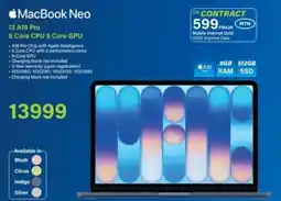 Incredible Connection Apple MacBook Neo 13 A18 Pro 6 Core CPU 5 Core GPU offer