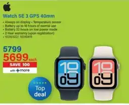 Incredible Connection Apple Watch SE 3 GPS 40mm offer