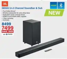 Incredible Connection JBL SB595 3.1.2 Channel Soundbar & Sub offer