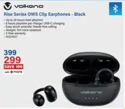Incredible Connection Volkano Rise Series OWS Clip Earphones Black offer