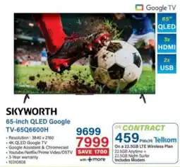 Incredible Connection Skyworth 65-inch QLED Google TV offer