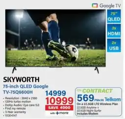Incredible Connection Skyworth 75-inch QLED Google TV offer