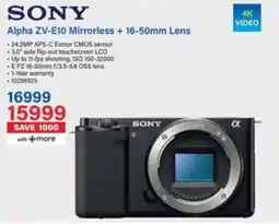 Incredible Connection Sony Alpha ZV-E10 Mirrorless + 16-50mm Lens offer