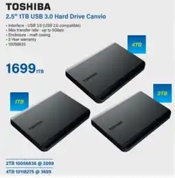 Incredible Connection Toshiba 2.5" 1TB USB 3.0 Hard Drive Canvio offer