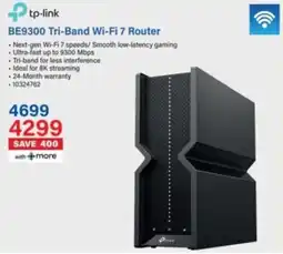 Incredible Connection Tp-link BE9300 Tri-Band Wi-Fi 7 Router offer