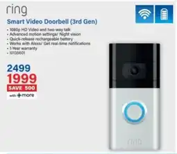 Incredible Connection Ring Smart Video Doorbell 3rd Gen offer