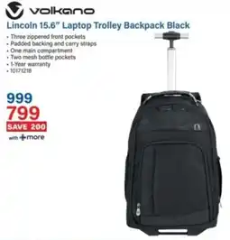 Incredible Connection Volkano Lincoln 15.6" Laptop Trolley Backpack Black offer