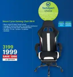 Incredible Connection Nexus Cyrax Gaming Chair B&W offer