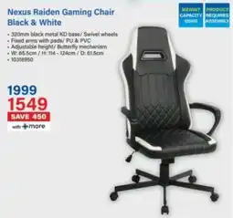 Incredible Connection Nexus Raiden Gaming Chair Black & White offer