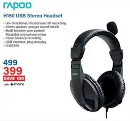 Incredible Connection Rapoo H150 USB Stereo Headset offer