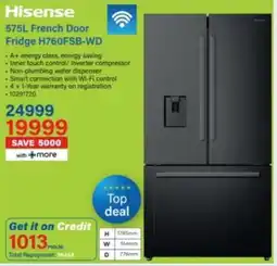 Incredible Connection Hisense French Door Fridge offer